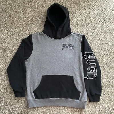 RVCA Sudadera con Capucha Para Hombres Grande L Calce Ajustado Gris Calavera Ojo Para Ojo Pullover Foto 1 de 4