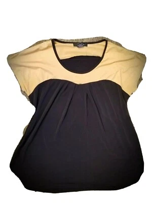 Camel And Black Suede Top Large sweetheart  neckline colorblock - Photo 1/3