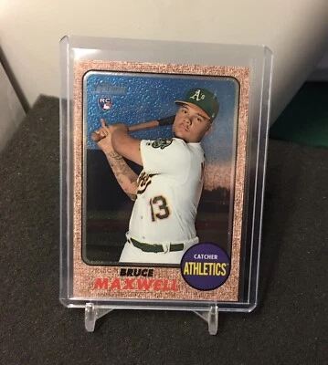 Bruce Maxwell Rookie 2017 Topps Heritage Chrome card 584 Oakland Athletics /999 - Image 1 of 2