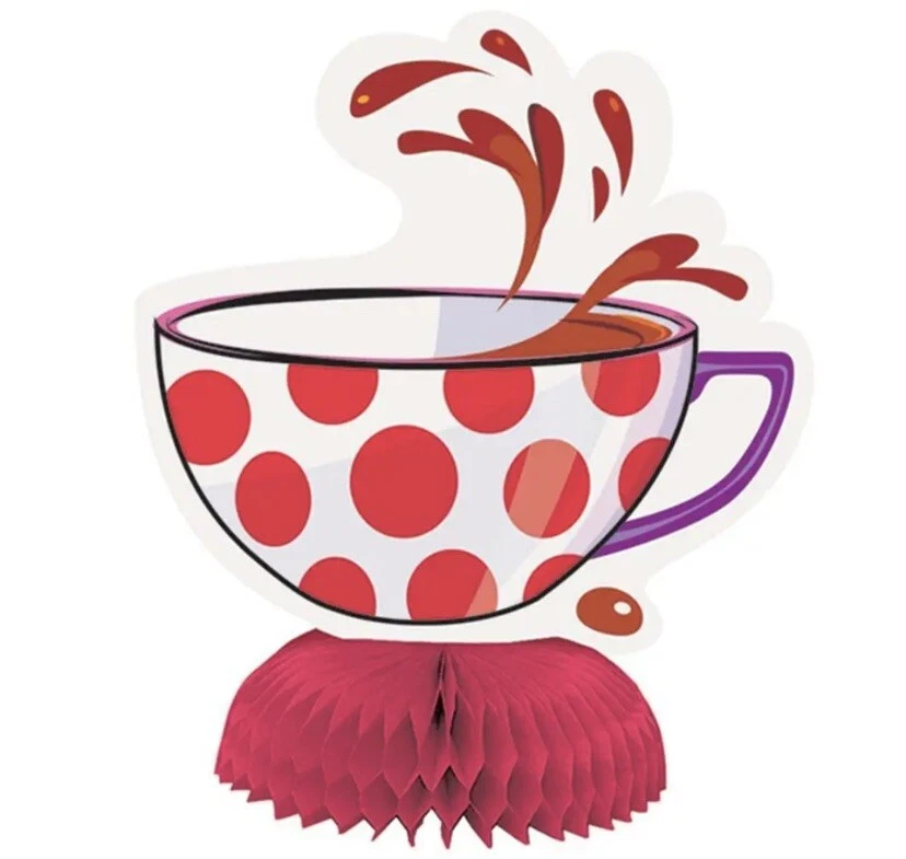 MAD HATTER TEA PARTY MINI HONEYCOMB DECORATIONS (4) ~ Birthday Supplies Alice - Image 1 of 1