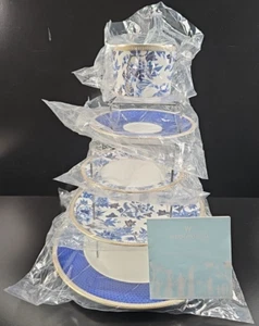 (1) Wedgwood Hibiskus 5-teiliges Gedeck blau gold Blumen Bänder elegantes Geschirr - Bild 1 von 24