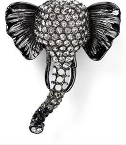 NWT VTG Carolee Elephant Trunk Pave Brooch 1.75” Signed Cx512 - Picture 1 of 6