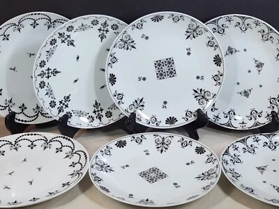 Rosanna Victoriana Noir Juego de 7 Platos de Acento de Postre para Ensalada 8 pulgadas Negro Blanco Foto 1 de 4