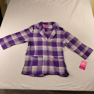 jenni by jennifer moore Pajama Top Grape Plaid 100% Cotton Sz M NWT - Picture 1 of 19