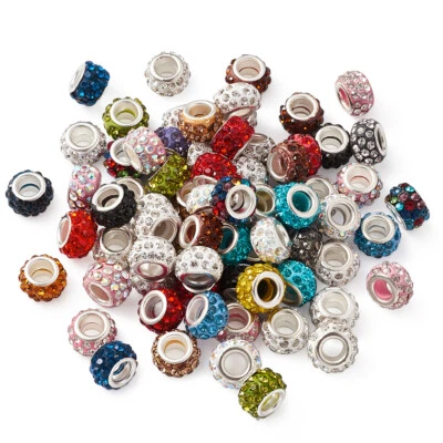 Espaciador de rondelle 100 piezas de cuentas europeas con agujeros grandes de arcilla polimérica 11 ~ 12 mm Foto 1 de 4