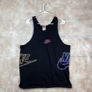Vintage 80s/90s Nike Tank Top Black Adult Mens Large Made In USA Spellout - Picture 1 of 11