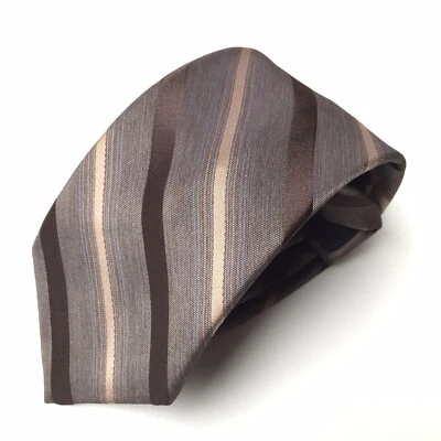 Галстук мужской магазин Sears коричневый золотистый в полоску шелковая смесь - Изображение 1 из 4