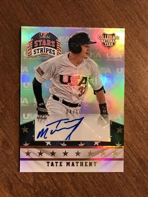 Tate Matheny 2015 USA Stars Longevity Team Logo Gold Auto #89 Boston Red Sox /10 - Image 1 of 2