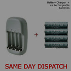 Ikea Stenkol Battery Charger + 4 LADDA 2450mah Rechargeable Batteries UK Sockets