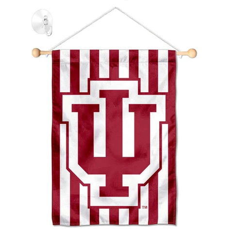 Indiana Hoosiers Candy Stripes Banner Window Hanging with Suction Cup Cover