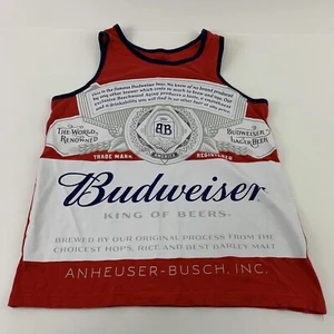 Budweiser Tank Top Mens Large Red Navy Graphic Print Casual Cotton Activewear - Picture 1 of 5