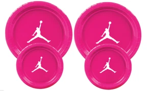 Air Custom Birthday Party disposable Paper Plates Set Hot pink jump basketball - Picture 1 of 4