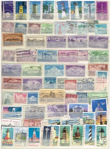 65 Architecture Cancelled USA Postage sTamps (12-580) Cover