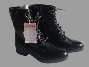 Women's Lace-Up Melanie Boot 7 1/2 Black Sam&Libby Medium Width New! Tags! - Picture 1 of 4