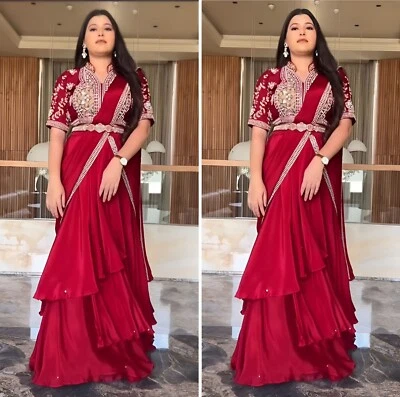 Blusa India Boda Fiesta Lehenga Sari Volantes Listo Para Usar Con Cosida Nueva Foto 1 de 4