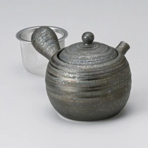 Mino ware Kyusu Japanese Green tea pot Silver Round shape 260ml Japan - Picture 1 of 2