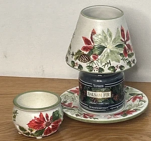 Yankee Candle & Poinsettia Keramik Kerzenglas Topper 4 Stück Set Hostess Geschenk - Bild 1 von 4