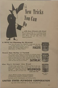 1951 US Plywood Corp PRINT AD Wood - Finish / Varnish / Glue VTG 50s New Tricks - Picture 1 of 3