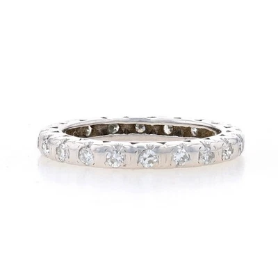 White Gold Diamond Vintage Eternity Wedding Band 12k Single Ct .40ctw Ring 4 1/2 - Image 1 of 4