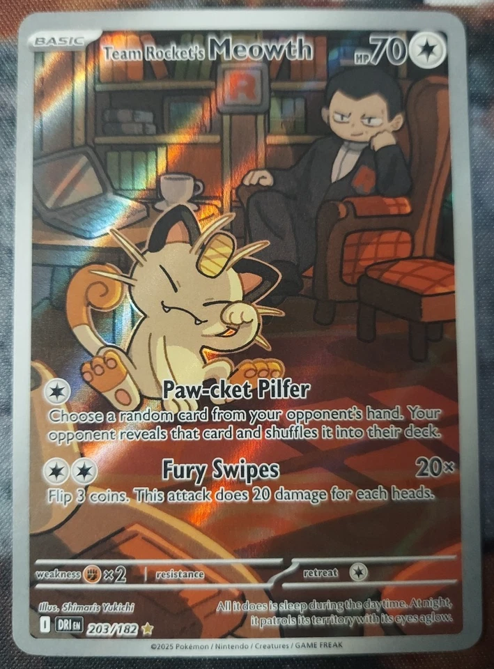 Team Rocket's Meowth 203/182 Pokémon Destined Rivals NM - Image 1 of 2