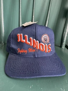 Vintage Illinois Fighting Illini Snapback Hat Cap CHIEF LOGO NWT Dead stock - Picture 1 of 12