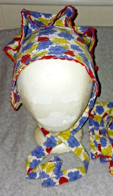 (2) Saco de alimentación cosido casero años 70 gorros florales para niñas Foto 1 de 4