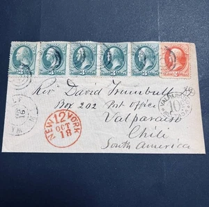 US Stamp- 1876 #158 #178 Banknote Famous Rev Cover to Chile Entire g27349x379204 - Picture 1 of 10