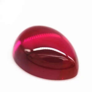 AAA Loose Gemstone Lab Created Ruby Pear Flat Back For Assorted All Type Jewelry - Picture 1 of 10