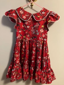 Janie and Jack rotes Kleid mit Blumenmuster und Kragen Größe 8 - Bild 1 von 4
