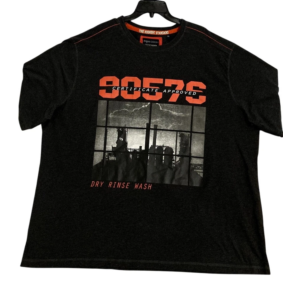 Camiseta Angelo Litrico Masculina Antiga 5XL Preta Gráfica O Mais Alto Padrão 1971 Anos 90 - Imagem 1 de 4