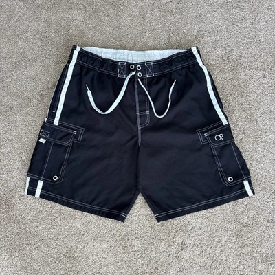 Pantalones cortos de natación grandes vintage Y2K OP Ocean Pacific forrados a rayas Foto 1 de 4