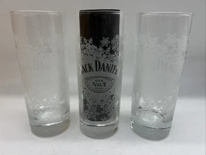 Set di 3 bicchieri Jack Daniels Old # 7 fiocchi di neve incisi Highball 10 once Usato in ottime condizioni - Foto 1 di 4