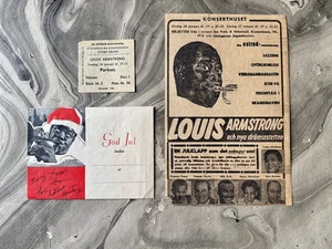 LOTE LOUIS ARMSTRONG 1960 ORIGINAL CONCIERTO JAZZ BOLETO ANUNCIO NAVIDAD - Imagen 1 de 6
