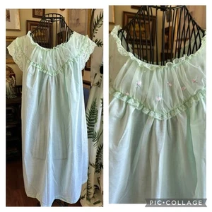 Vintage Sears Perma-Press Green Sleeveless Nightgown NWOT Size 36/38 Rosebuds - Picture 1 of 12
