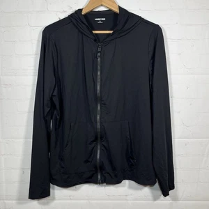 Lands' End Lightweight Jacket Womens Size Large Black Hooded Full Zip Pockets - Picture 1 of 9