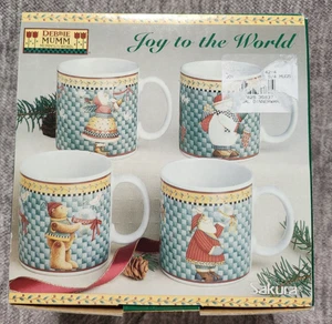 Debbie Mumm Joy to the World Set of 4 12 oz Coffee Tea Mugs Vtg New in Box - Picture 1 of 5