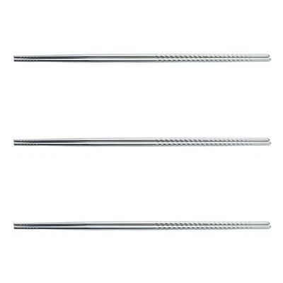 3 paia di bacchette per friggere extra lunghe in acciaio inossidabile da 39 cm - Immagine 1 di 4