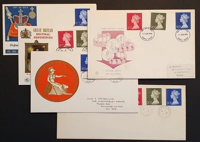 GB stamps 1970 High Value Definitives to 50p 5 different first day covers - Image 1 of 4