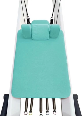 NEW Pilates Flow 600 Non Slip Reformer Towel Mat & Pillow Aqua Blue Box SA - Image 1 of 4