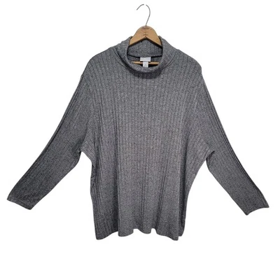 Ava And Viv Women's Grey Ribbed Turtleneck Top Size 3X - Image 1 of 4
