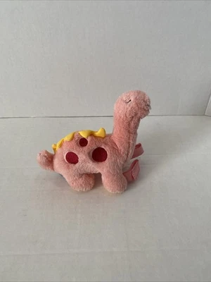 Porta chupete de felpa de dinosaurio rosa amarillo Dr Brown’s manchas rojas Foto 1 de 4