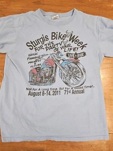 2011 Sturgis Bike Week T-Shirt Light Blue Mens Medium Anvil Tag - Picture 1 of 4