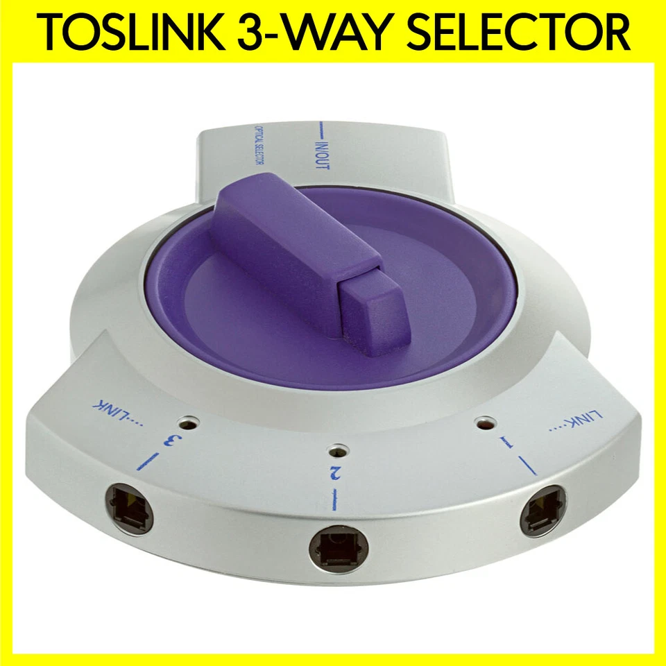 Toslink 3-Way Selector Optical Fiber Bi-Directional Switcher Optic Audio Adapter - Image 1 of 4