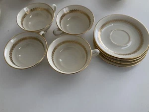 Lenox Imperial P-338 Gold Laurel Leaf Set 4 Tassen und 4 Untertassen - Bild 1 von 6
