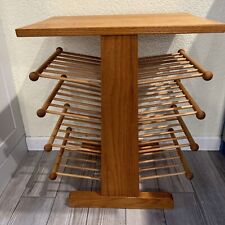20th Century Levenger Mid Century Spindle Wood Magazine Book Rack Side Table