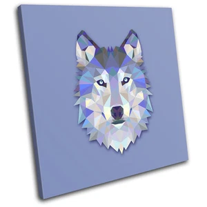 Geometric Abstract Wolf Animals SINGLE LONA pared arte Foto impresion - Imagen 1 de 1