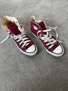 Converse all star burgundy high tops size 4