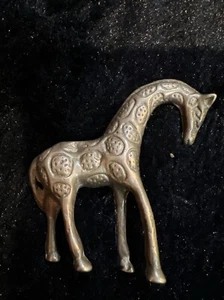 Vintage Brass Giraffe Figurine Statue Paperweight - 3" Tall - Picture 1 of 2