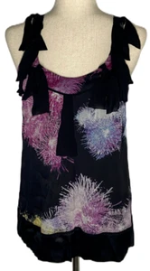 DIANE VON FURSTENBERG Women's Silk Lined Halter Style Black Print Blouse -Size 4 - Picture 1 of 9