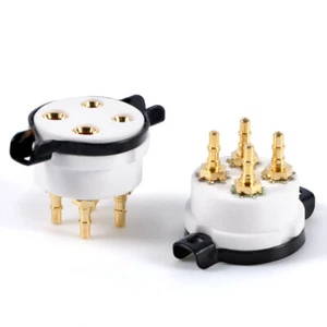 2pcs 4pin CMC Ceramic Tube Socket Valve PCB 2A3 300B 274A 50 80 Audio Part Gold - Picture 1 of 5
